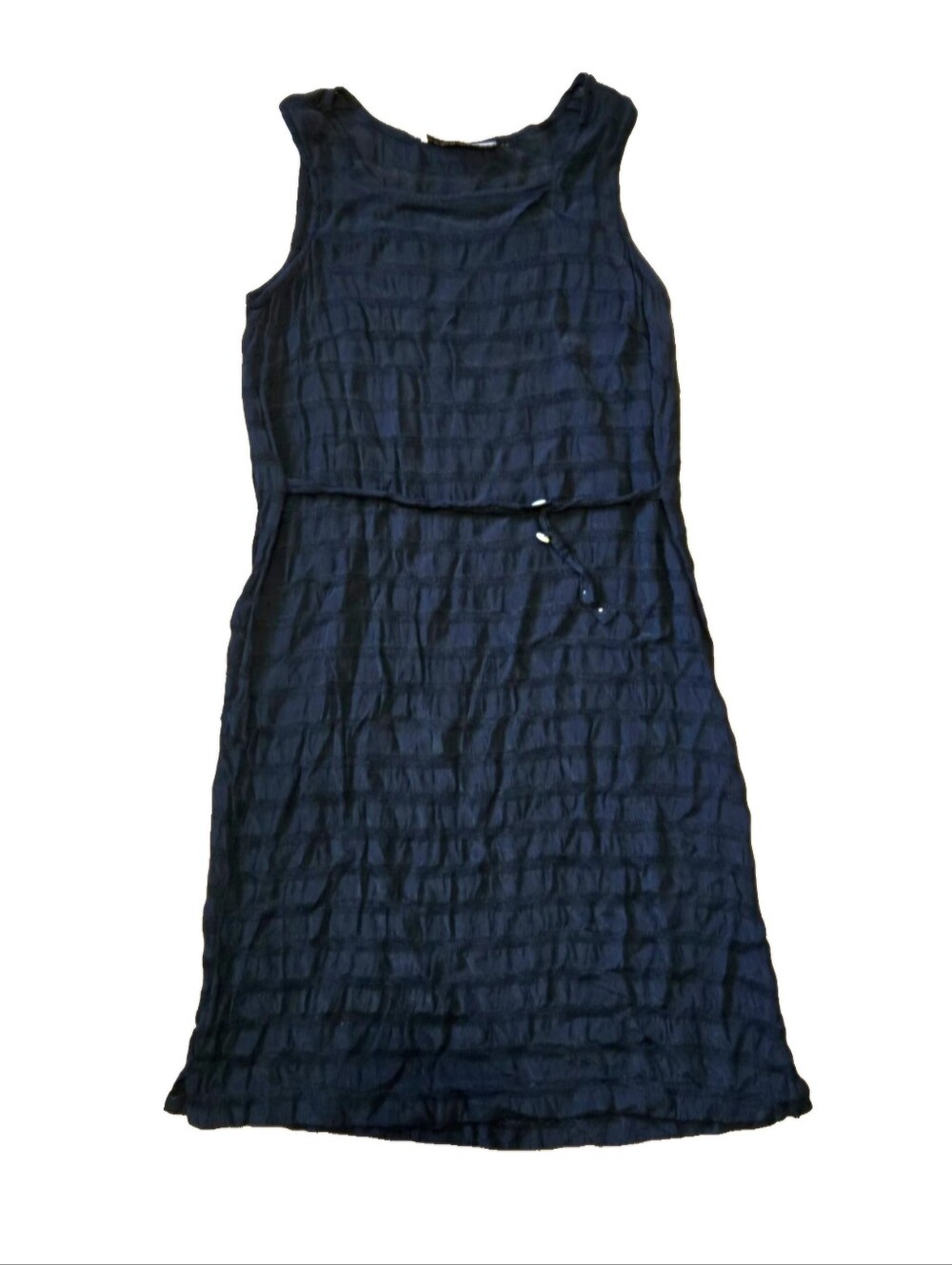 Essentials by Putumayo Black Textured Sleeveless Tie Waist Dress Size M